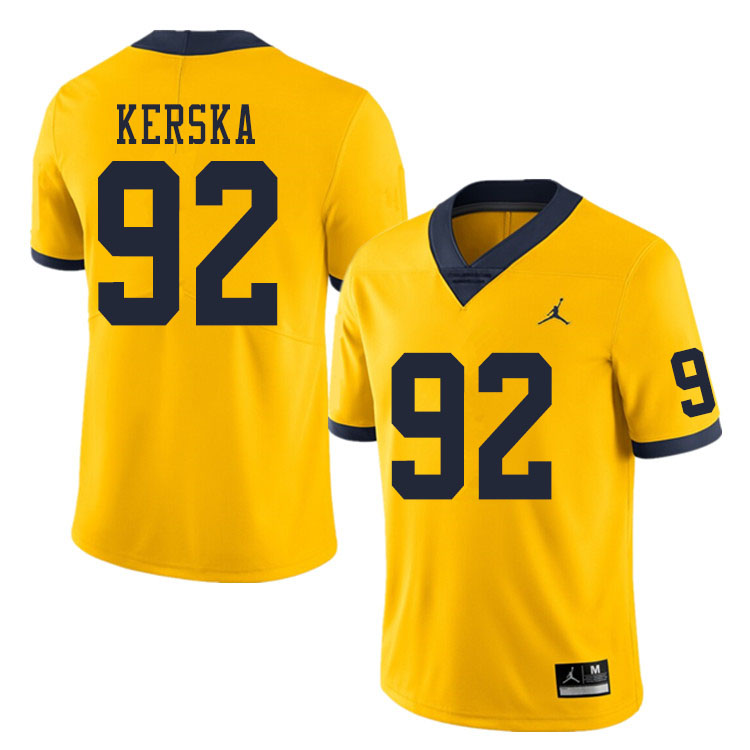 Men #92 Karl Kerska Michigan Wolverines College Football Jerseys Sale-Yellow